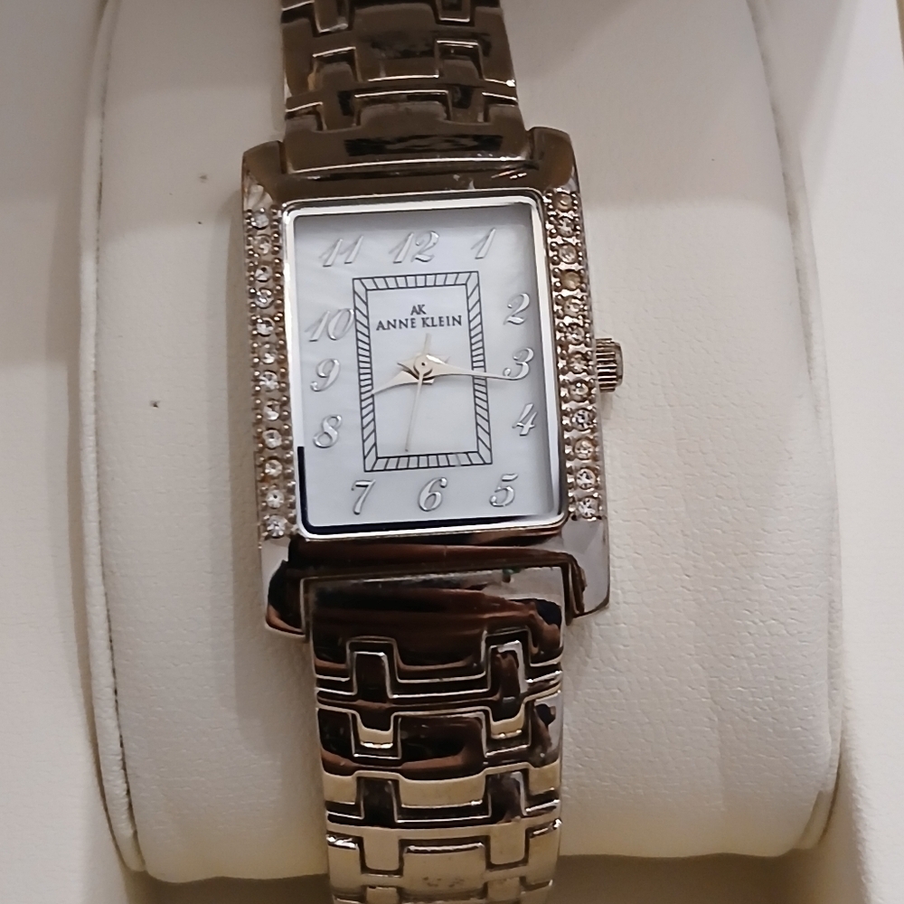 Vintage Anne Klein Ladies Watch with Rhinestones Wristwatch Stainless Steel